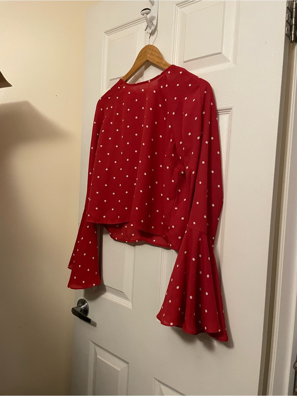 Forever 21 Red Polka Dot Bell-Sleeve Blouse
